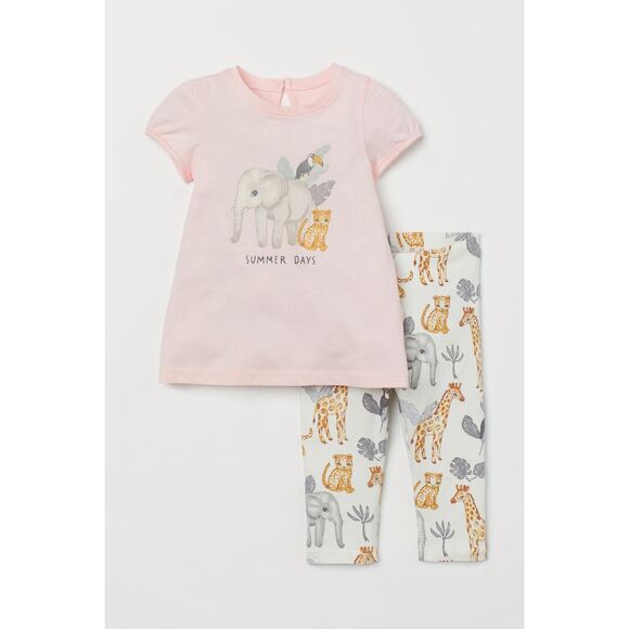 NEW H&M Toddler Girls 4 Animal Printed 2-piece Outfit - Picture 1 of 13